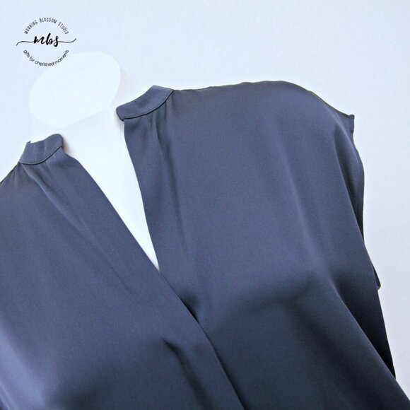 Vince Silk Blend Sleeveless Button Down High Low Blouse Purple Blue Women S - Picture 8 of 10